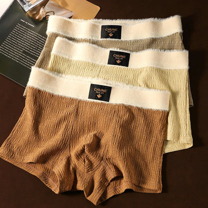 🩲Ropa interior de felpa cálida de color sólido transpirable para hombre.