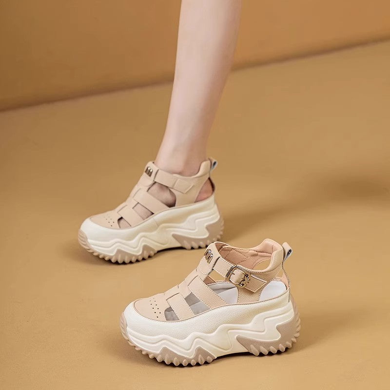 🔥【Размери 35-40】👡2026 Нови дамски удобни сандали на платформа с издълбана горна част