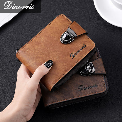 🔥🔥【Най-продаваният】Нов модерен къс портфейл с цип в ретро стил за мъже