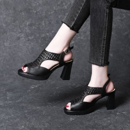 🔥【45% ОТСТЪПКА】🔥【Размери 35-40】👡2026 Нови летни сандали, равни, отворени пръсти, платформа, с отворен връх (височина на тока 5/7 см)