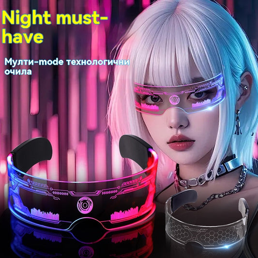 😎LED неонови очила✨---Регулируеми цветни светлини--Идеални за рождени дни, абитуриентски балове или събития с неонова тематика!