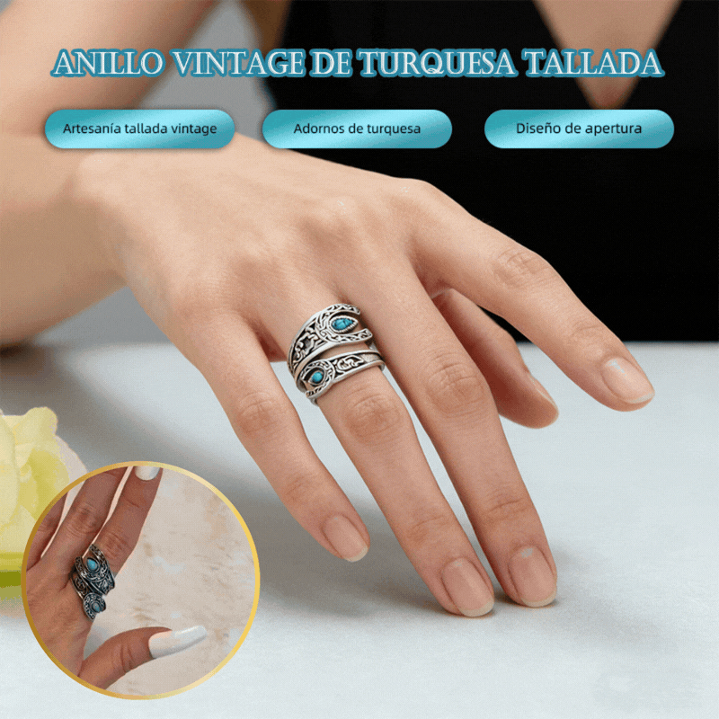 🌙Винтидж пръстен с тюркоаз и лунна светлина 💍 Дизайн с капковидна обковка от сребро 925 ✨ Регулируем отвор, подходящ за всички размери пръстени
