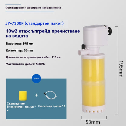 🐟Система за циркулация на водата в аквариума с 3-в-1 филтър, тиха работа.