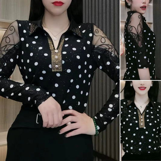 😍【M-4XL】Нова модна дамска тениска с диаманти на точки 2026