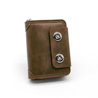 🔥【Гореща продажба】Нов мъжки къс портфейл, дизайн с двойна катарама, голям капацитет, множество отделения за карти.