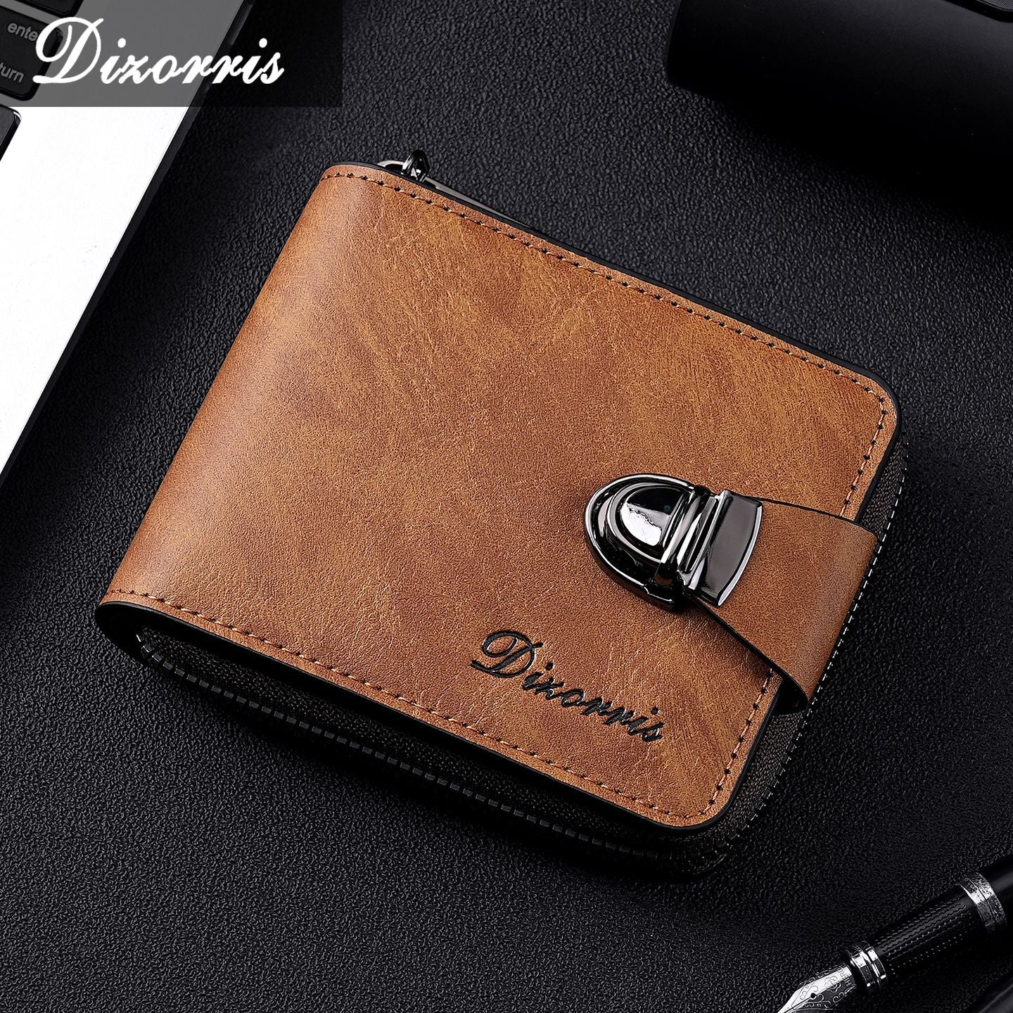 🔥🔥【Най-продаваният】Нов модерен къс портфейл с цип в ретро стил за мъже