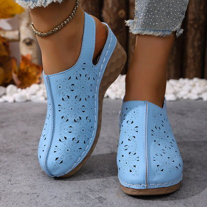 👡👡【36-43】Нови стилни, ажурни, удобни сандали с клиновиден ток
