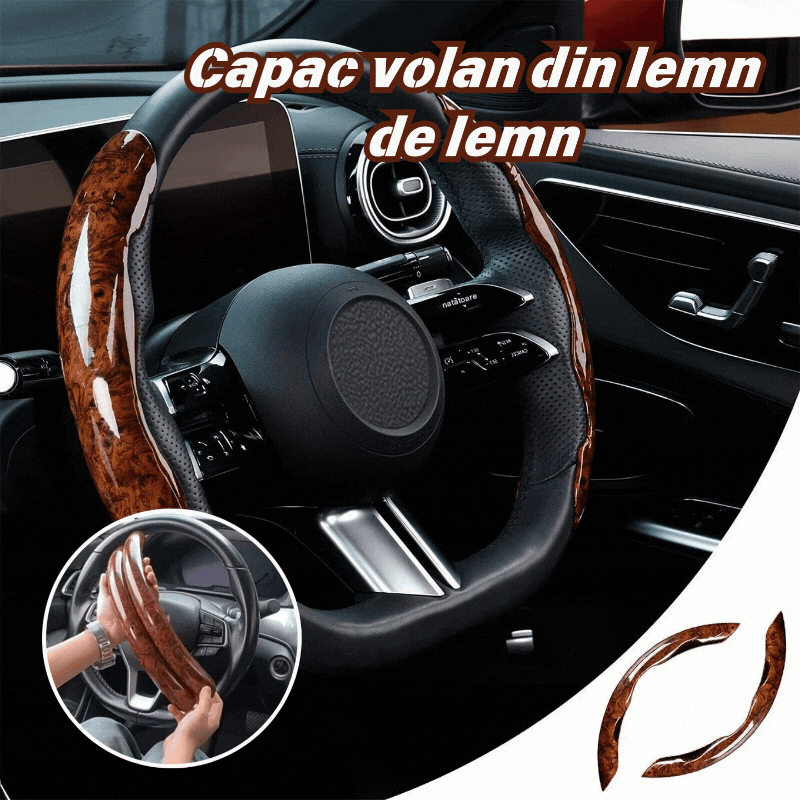 【1 комплект от две части】 25 евро 🚗 Дървен капак за волан, изработен от естествено дърво