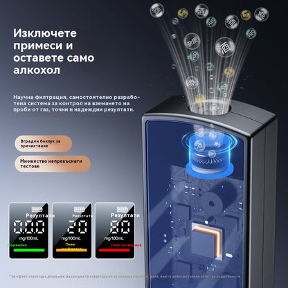 🍷 Високопрецизен преносим алкохоломер – Измерете нивото си преди шофиране✅Дисплей с висока разделителна способност✅Вградена аларма