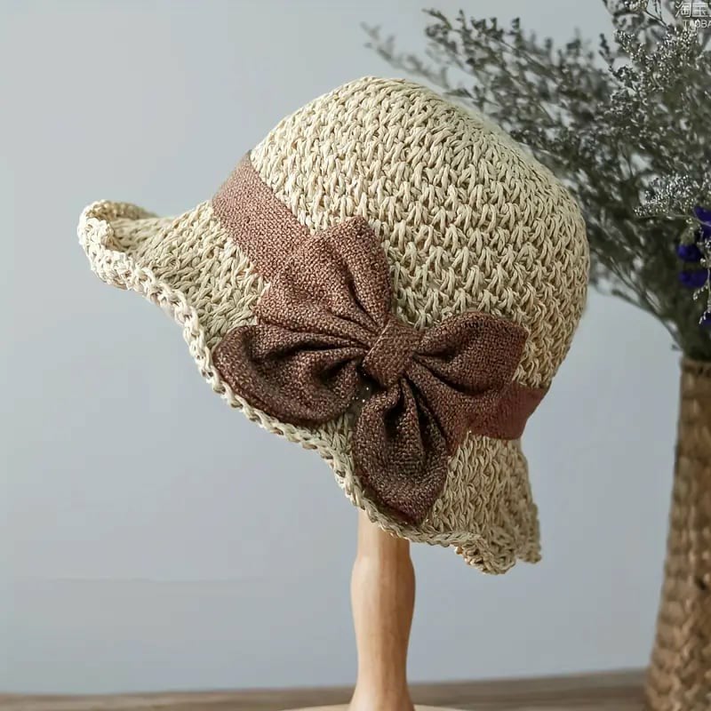 🎀 【1 брой 24 евро】 👒 | Ретро сламена шапка с панделка – сгъваема и дишаща за лятото