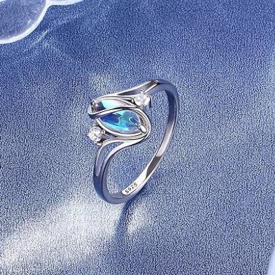 ✨💎Геометричен пръстен с овален лунен камък и циркон за жени