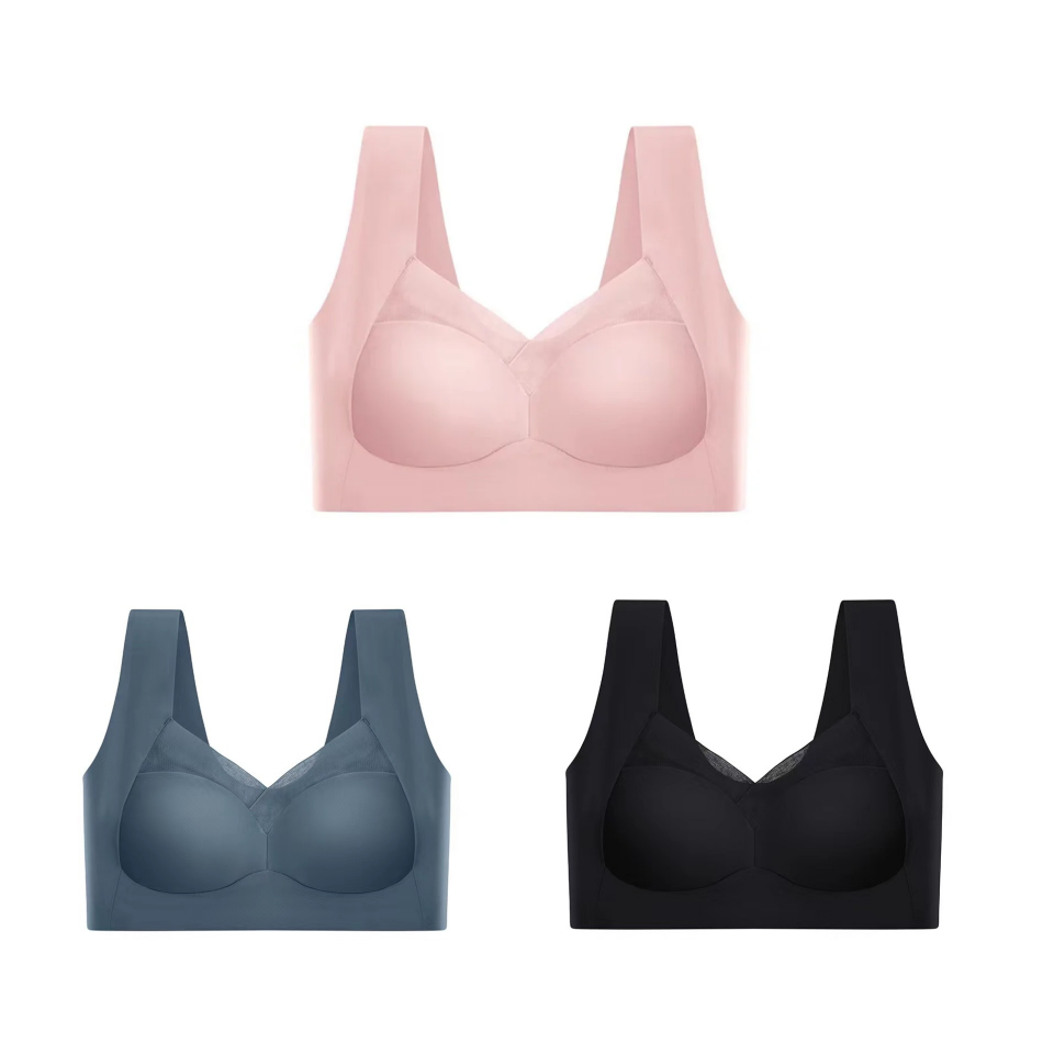 💥🌺【Купете един, вземете един безплатно】Леден копринен сутиен с лицеви опори, голям размер