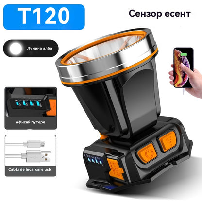 🔦Супер ярък акумулаторен челник с висока мощност