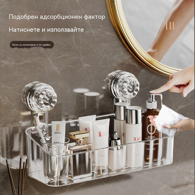 🍽️🧺🔥Оферта за ограничено време🔥Стелаж за съхранение с вендуза без пробиване, стенен отцедник за съдове за кухня и баня