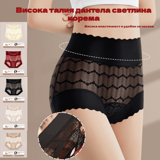 🩲【Купете 2, вземете 3 безплатно】Дамски безшевни дантелени бикини за коремче, оформящи и повдигащи дупето, с висока еластичност