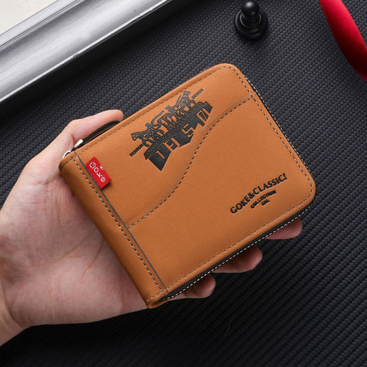 🔥🔥【Купете 1, вземете 1 безплатно】Нов и стилен мъжки къс портфейл с цип в ретро стил.