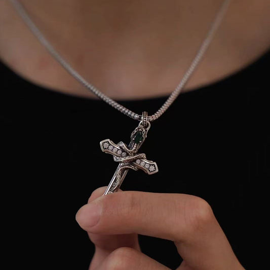 🔥【Купете 1, вземете 1 безплатно】✝️Сребърно колие със змийски кръст