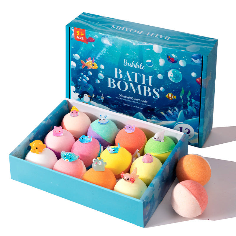 🛀💕12 броя топчета сол за вана във формата на морски животни (50 г/топче) за деца.