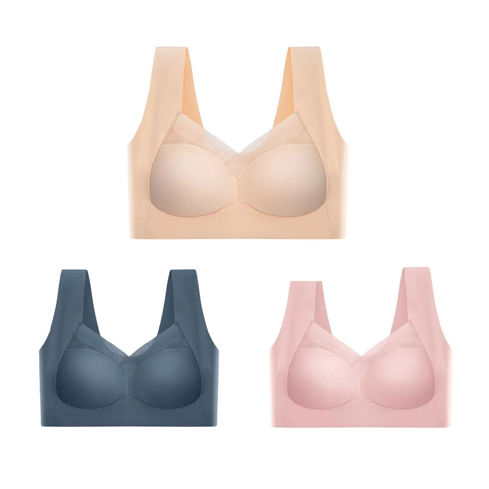 💥🌺【Купете един, вземете един безплатно】Леден копринен сутиен с лицеви опори, голям размер