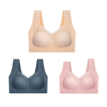 💥🌺【Купете един, вземете един безплатно】Леден копринен сутиен с лицеви опори, голям размер