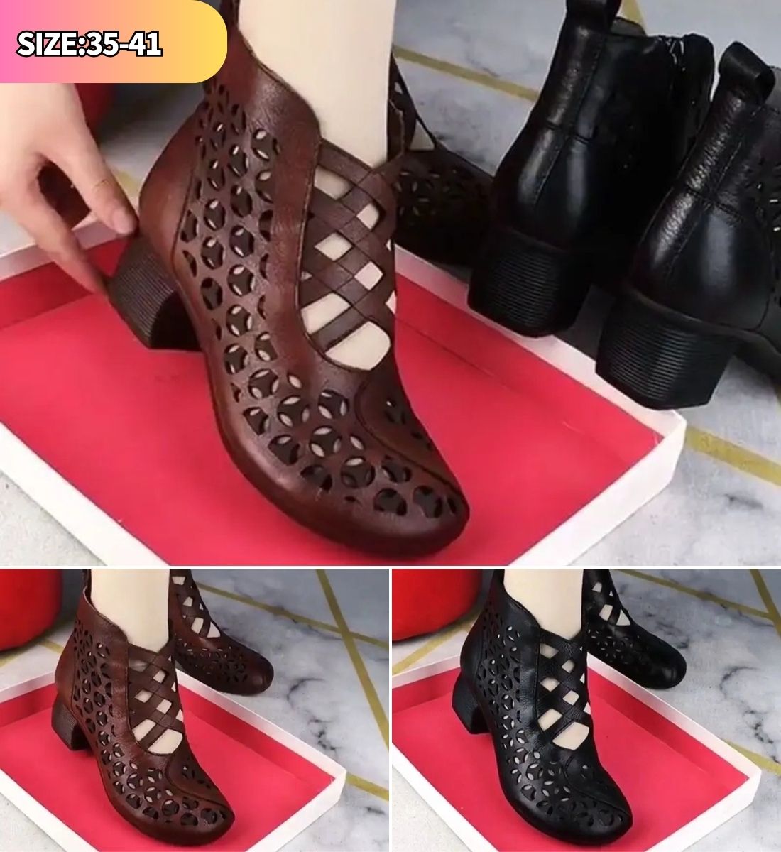 👠【35-41】Нови удобни кожени обувки с мека подметка и куха подметка за жени