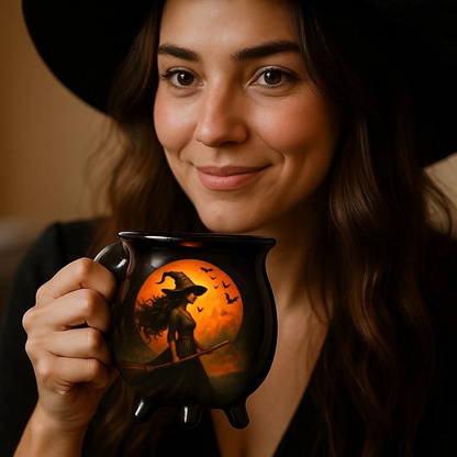 🧙‍♀️🎃🔥Уникален и креативен дизайн: чаша с форма на вещическо казанче, инкрустирана със скъпоценни камъни.