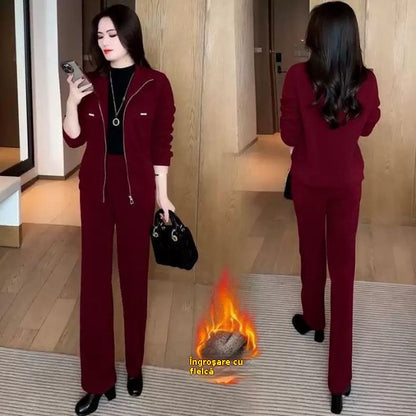 💖🔥【M-4XL】Дамски костюми от дебел кадифе (сако + панталон)