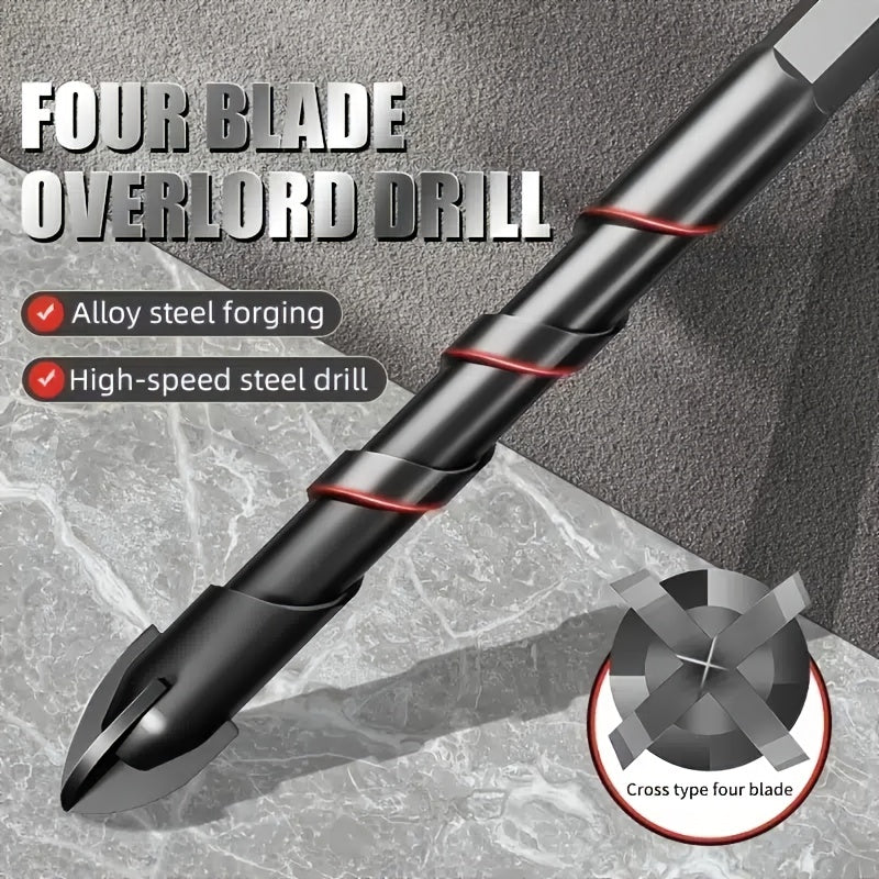 🔥【7 броя/3-12 мм】Четирифлейтово свредло от керамична сплав с неплъзгаща се шестоъгълна опашка ✅Пробиване на емайлирани плочи ✅Плочи ✅Стъклена сплав