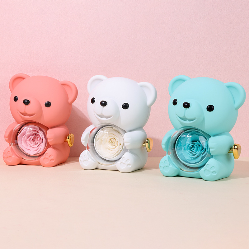 ✨Плюшено мече + кутия с пръстени с консервирана роза