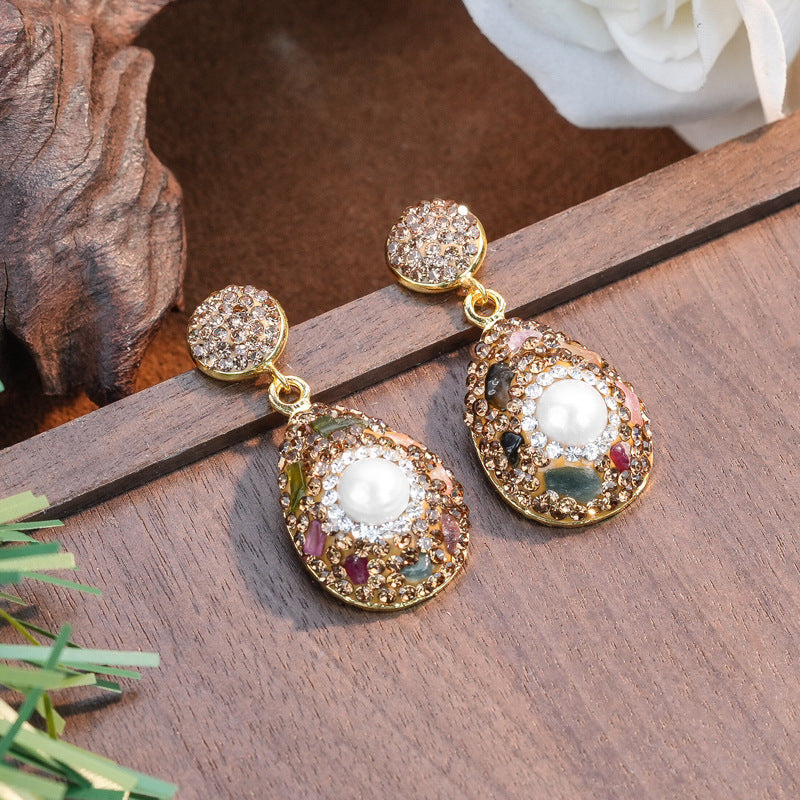 💎Диамантени обеци с естествени барокови перли