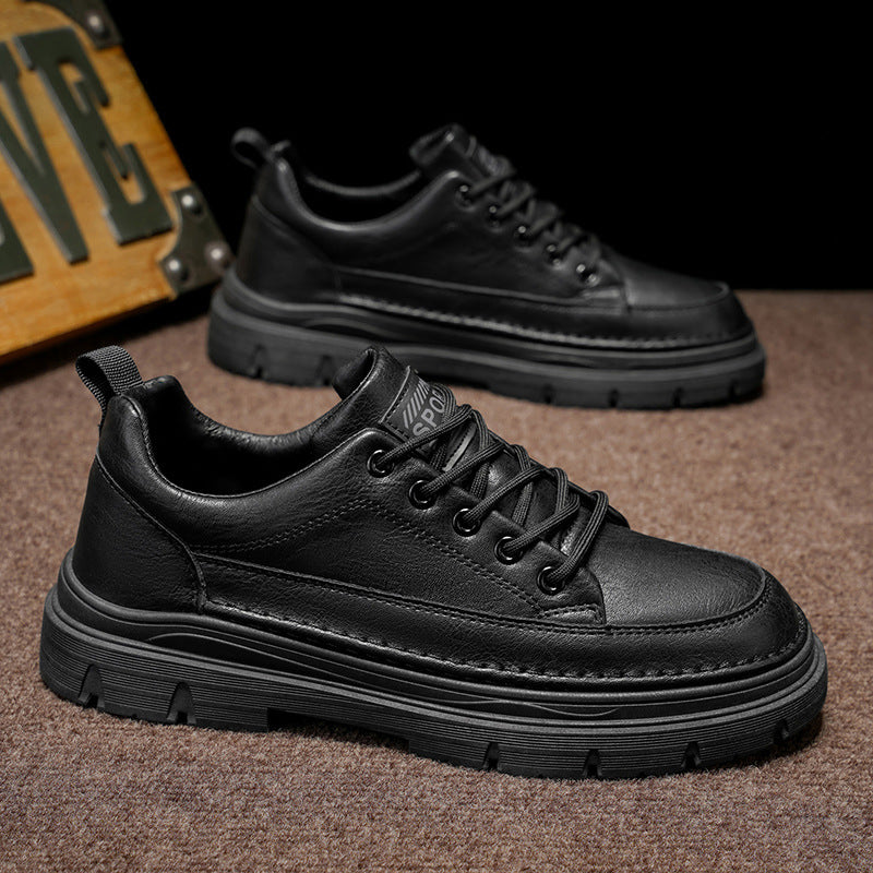 Férfi alkalmi bőr sportcipő – alacsony szárú, lapos kialakítás, csúszásmentes puha talppal