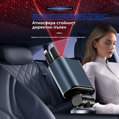 ⚡✨ Ултрабързо зарядно за кола: Два прибиращи се USB-C порта със Starlight околна светлина и интелигентна защита 🚗💫