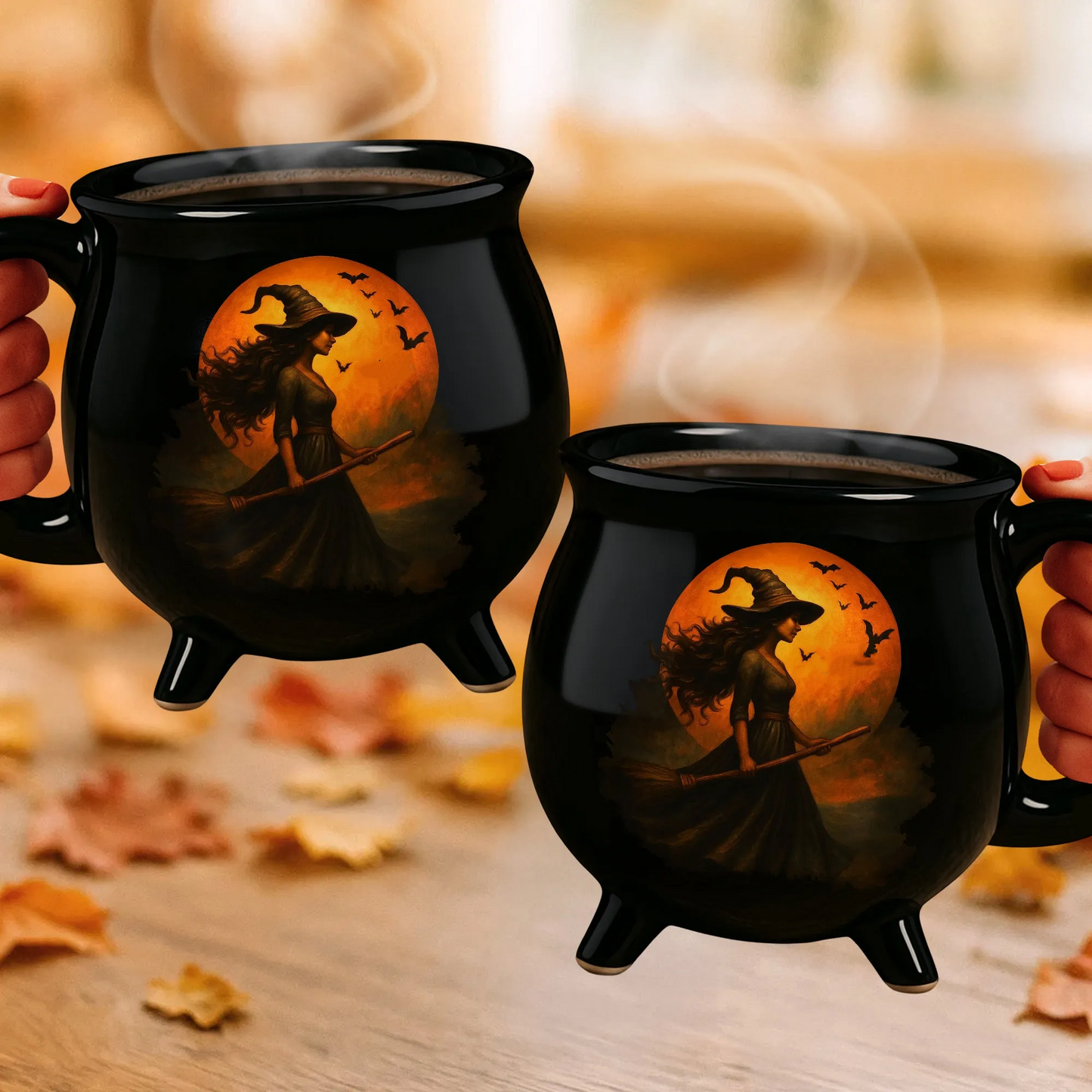 🧙‍♀️🎃🔥Уникален и креативен дизайн: чаша с форма на вещическо казанче, инкрустирана със скъпоценни камъни.