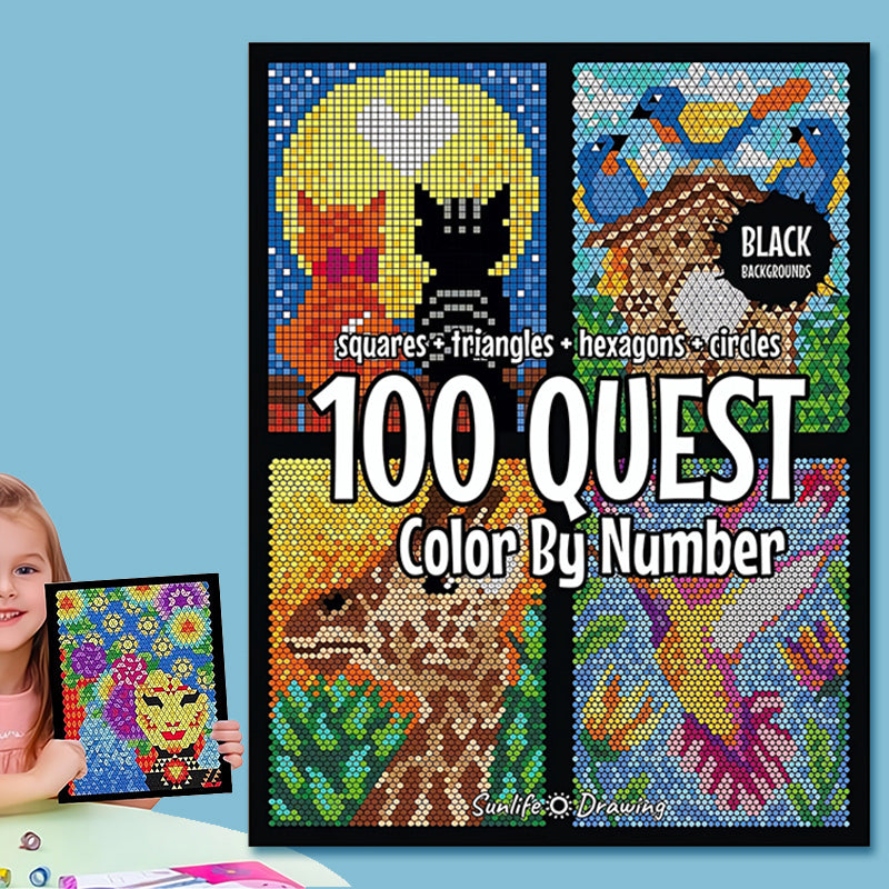 50% ОТСТЪПКА🎄🎨 100 QUEST книжка за оцветяване по числа