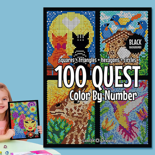 50% ОТСТЪПКА🎄🎨 100 QUEST книжка за оцветяване по числа