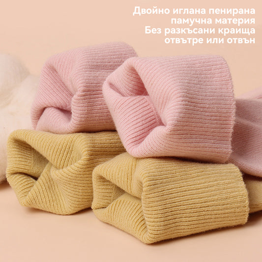 【1 комплект от 5 чифта】Дамски дебели памучни чорапи до средата на прасеца