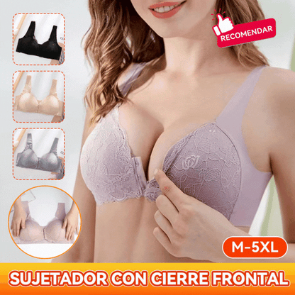 😍✨1 σετ 4 τεμαχίων σε 4 χρώματα【40-11kg】Σουτιέν Plus Size με κλείσιμο μπροστά και δαντέλα χωρίς μπανέλες