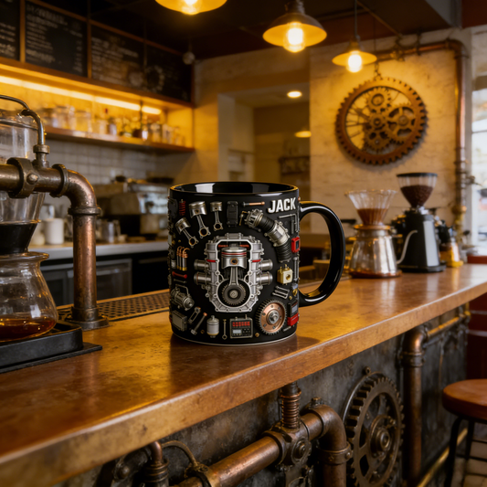 ☕Чаша с дизайн на двигател - перфектният подарък за всеки, който обича креативни дизайни на чаши.