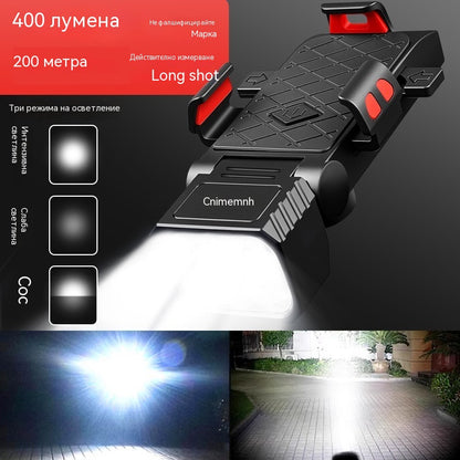 【🔥1 артикул за 28 евро】🚲💡4-в-1 високоговорител, светлина и поставка за телефон за планински велосипед, презареждаща се.