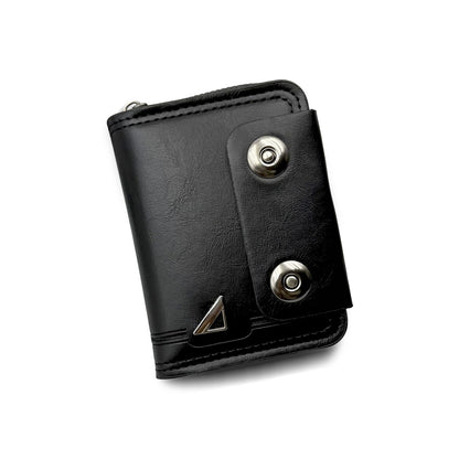 🔥【Гореща продажба】Нов мъжки къс портфейл, дизайн с двойна катарама, голям капацитет, множество отделения за карти.