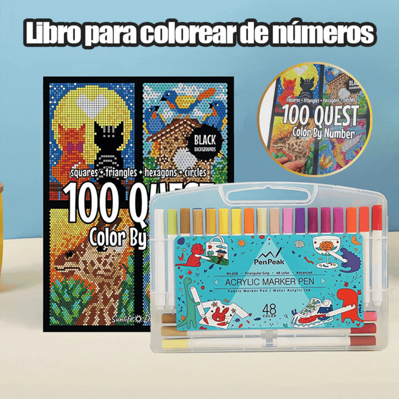 50% ОТСТЪПКА🎄🎨 100 QUEST книжка за оцветяване по числа