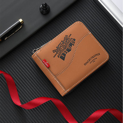 🔥🔥【Купете 1, вземете 1 безплатно】Нов и стилен мъжки къс портфейл с цип в ретро стил.