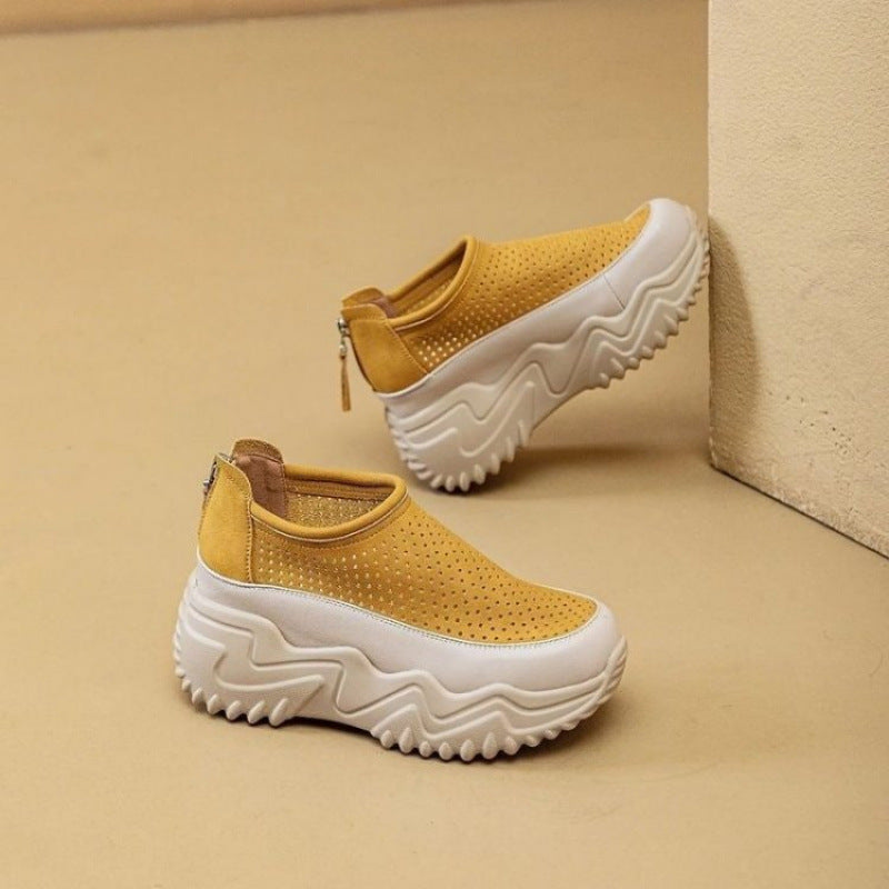 🔥👡【35-40】Нови летни сандали от естествена кожа с дишаща дебела подметка и куха външна подметка