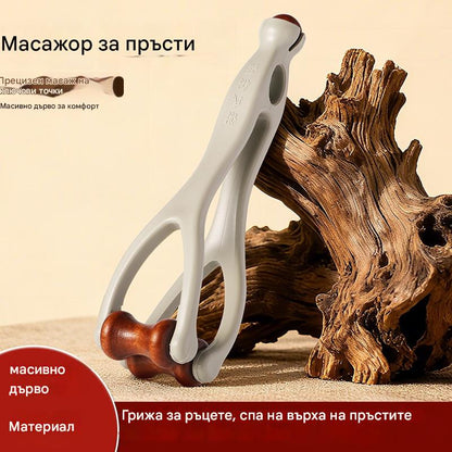 🌿 Масажор за пръсти от масивна дървесина: Ролките от естествено дърво помагат за отблокиране на ставните меридиани и облекчаване на умората в ръцете. 🌿
