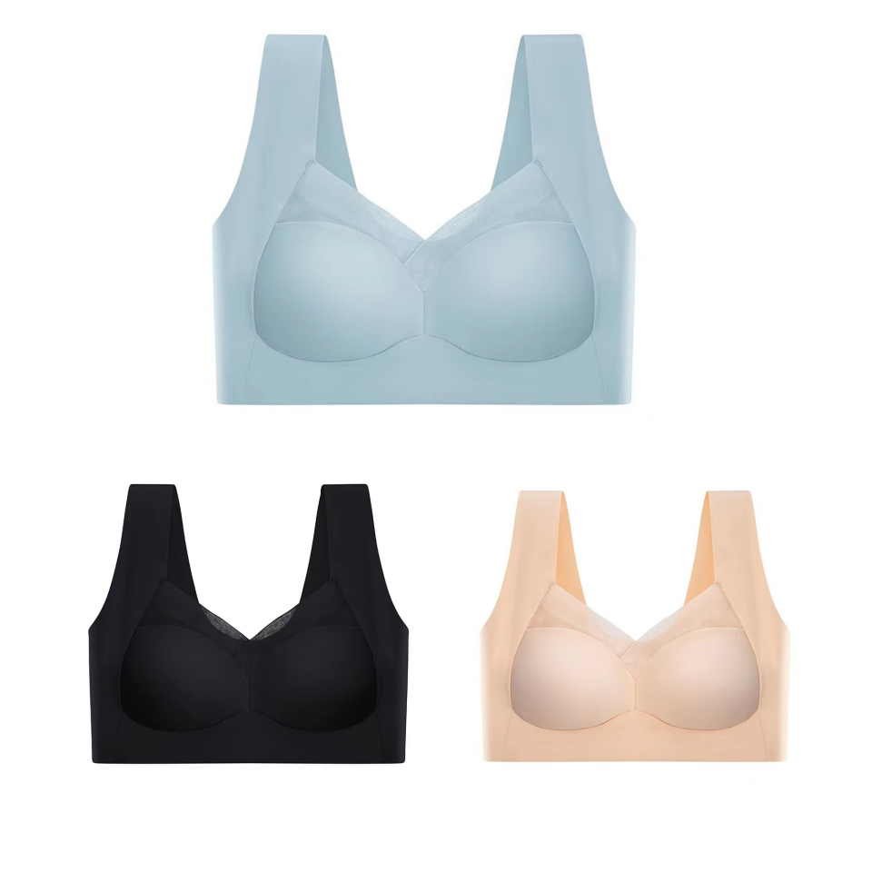 💥🌺【Купете един, вземете един безплатно】Леден копринен сутиен с лицеви опори, голям размер