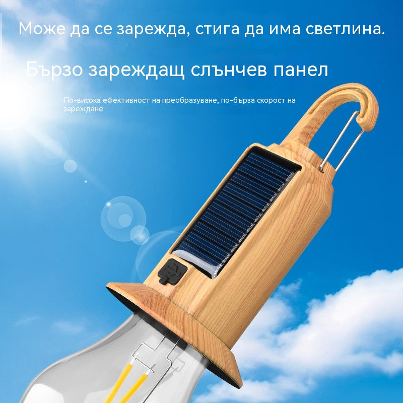 ☀️🔋🏕️Купете 1, вземете 1 безплатно🔥Нова преносима дебела ретро слънчева къмпинг светлина, многофункционална външна LED къмпинг светлина