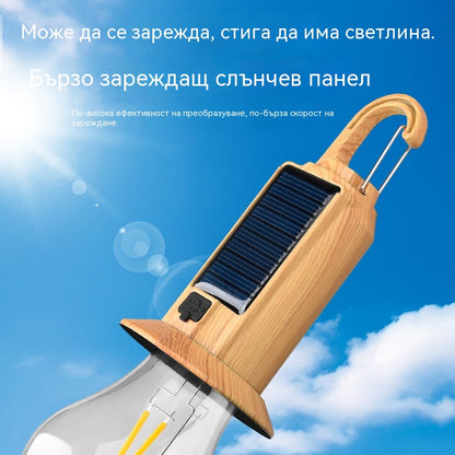 ☀️🔋🏕️Купете 1, вземете 1 безплатно🔥Нова преносима дебела ретро слънчева къмпинг светлина, многофункционална външна LED къмпинг светлина