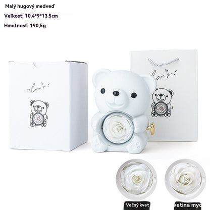 ✨Плюшено мече + кутия с пръстени с консервирана роза