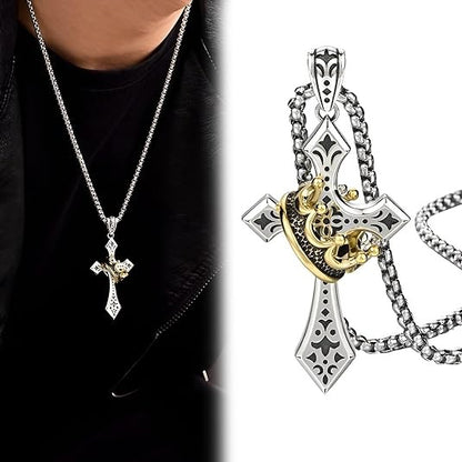 👑✝️ Винтидж колие с кръст и корона – символ на вяра, сила и ежедневна защита