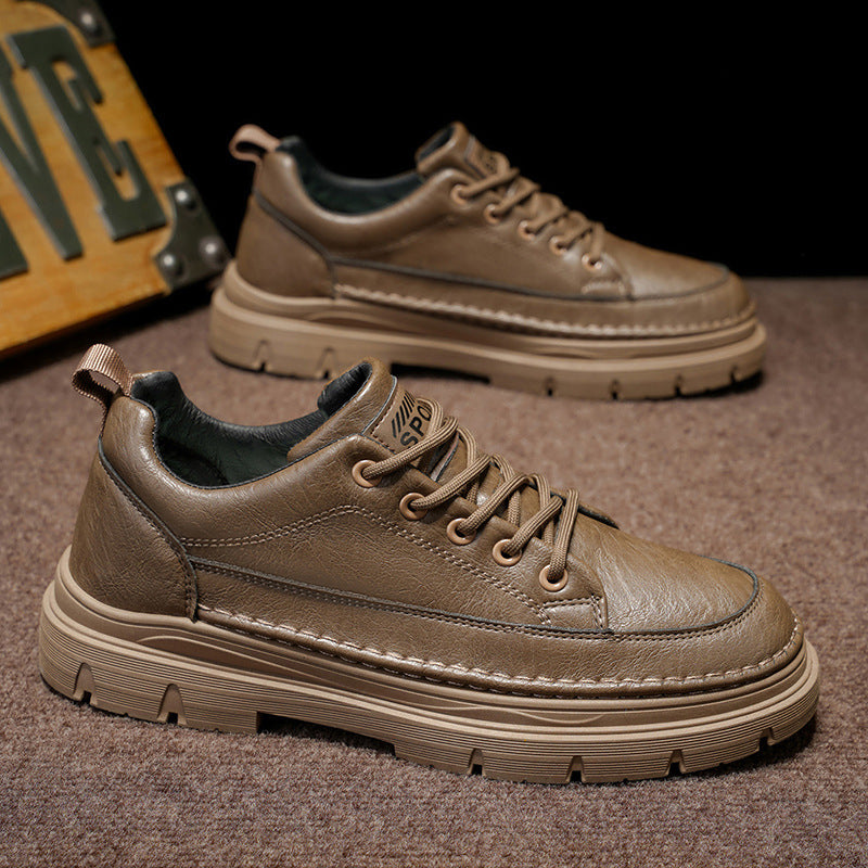 Férfi alkalmi bőr sportcipő – alacsony szárú, lapos kialakítás, csúszásmentes puha talppal